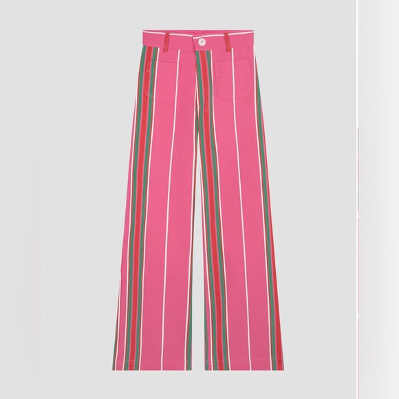 La Veste High Waist Straight Leg Striped Pink Women's Pants XL
